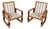 Art Deco Armchairs in Wood and Fabric, 1930, Set of 2 For Sale
