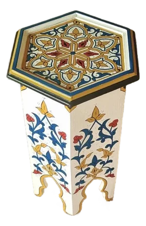 Moroccan Hand Painted Wooden Side Table