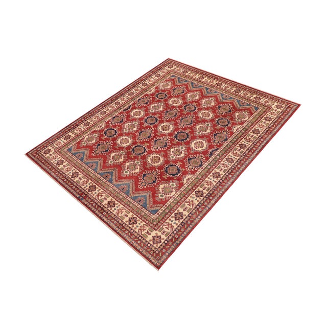 Shabby Chic Rustic Super Kazak Red/Beige Wool Rug - 9'0'' X 11'10'' For Sale - Image 3 of 10