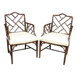 Century Furniture Bamboo Armchairs/Pair
