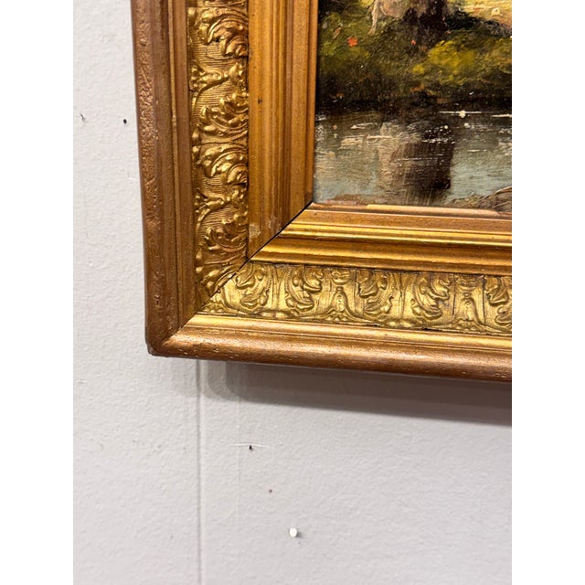 This is a beautiful French oil painting. The artist has captured the countryside of what looks to be late summer. The...