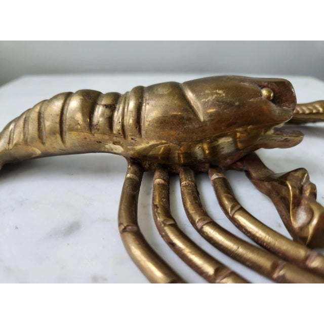 Vintage Solid Brass Crustacean Lobster Paper Weight Coastal Décor For Sale - Image 10 of 12
