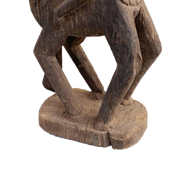 1960s Lg Old African Dogon Hand Carved Wood Horseman Mali 30" H For Sale - Image 5 of 8