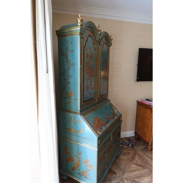 This statement piece is a high-end, vintage Maitland-Smith Double-Dome Chinoiserie Secretary Desk. While often styled with...