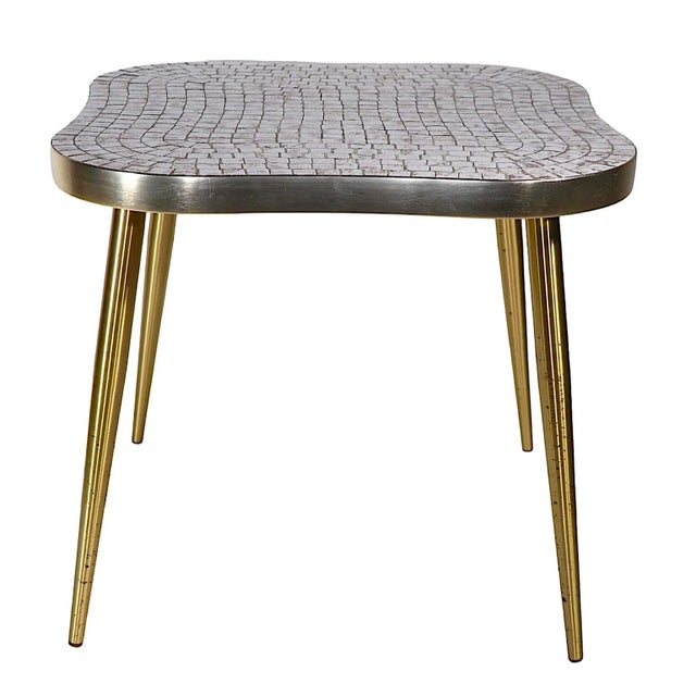 Mid Century Mosaic Tile End Table With Amoeba Form Top and Tapered Pole Legs For Sale - Image 12 of 12