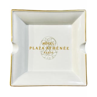 Vintage Hotel Plaza Athénée Paris Porcelain Ashtray Catchall Dish For Sale