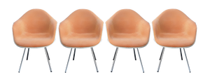 Dining Chairs with Fibreglass Shell in Orange Upholstery and H-Base Frame by Hermann Miller, 1970s, Set of 4