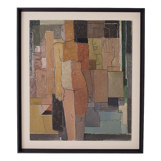 Marcel Caron, Cubist Nude, 1950s, Oil on Canvas For Sale