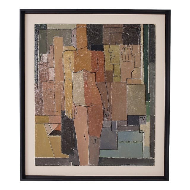 Marcel Caron, Cubist Nude, 1950s, Oil on Canvas For Sale