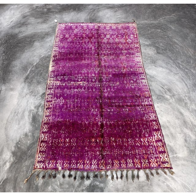 Purple Handknotted Purple Moroccan Rug - 7'1" X 11'9" Ft For Sale - Image 8 of 9