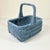 Mid-Century Boho Chic Coastal French Blue Wicker Tabletop Basket For Sale - Image 6 of 10