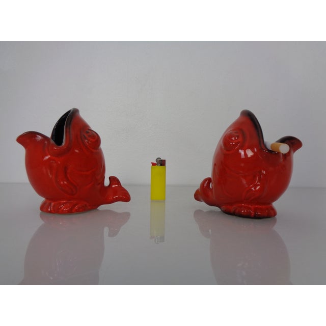 Red Ceramic Fish Ashtrays, Germany, 1970s, Set of 2 For Sale - Image 4 of 14