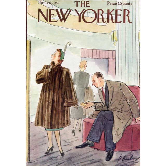 Original vintage New Yorker magazine cover dated January 26, 1952 featuring a Fashion theme. Based on an illustration by...