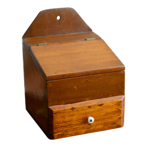 Vintage Primitive Wooden Large Hanging Fireside Candle Box Salt Box