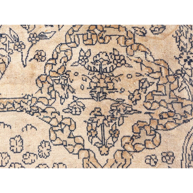 Beige Elegant Oversized Vintage Indian Carpet Adjusted Masterpiece For Sale - Image 8 of 9