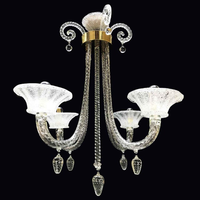 Vintage Blown Glass Chandelier, 1940s For Sale - Image 4 of 16