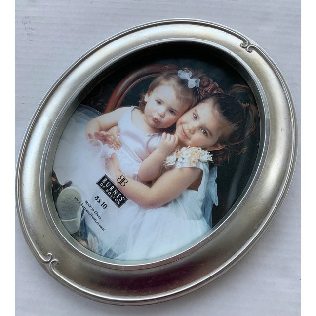 Art Deco Art Deco Silver Leaf Oval Picture Frame For Sale - Image 3 of 6