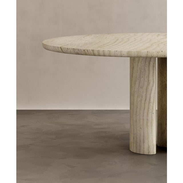 Roman Dining Table III in Bianco Alabastrino Travertine by Paloma Editions For Sale - Image 6 of 7