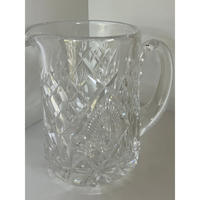 Waterford Crystal 1990s Waterford Irish Cut Crystal Shannon Jubilee Handled Water Pitcher 6" Tall For Sale - Image 4 of 8