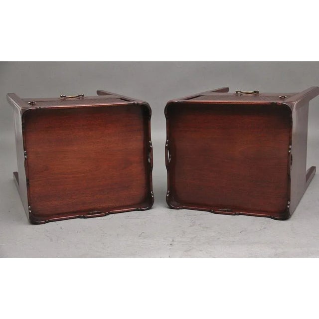 Brown Georgian Mahogany Tray Top Bedside Cabinets, 1960s, Set of 2 For Sale - Image 8 of 10