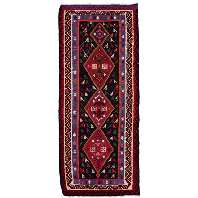 Vintage Kilim Handmade Flatweave Multicolor Geometric Wool Runner 5' 2'' X 12' 11'' For Sale - Image 11 of 11