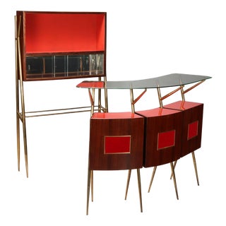 Vintage Bar Cabinet with Brass Frame, 1950s For Sale