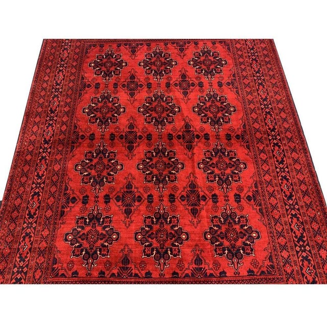 Fine Quality Hand Knotted Afghan Khal Muhammadi Wool Area Rug 9.2 X 6.7 Ft For Sale In Miami - Image 6 of 13