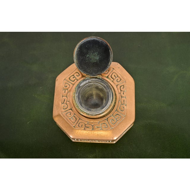 Tiffany Studios New York Zodiac Bronze Doré Inkwell For Sale In South Bend - Image 6 of 12