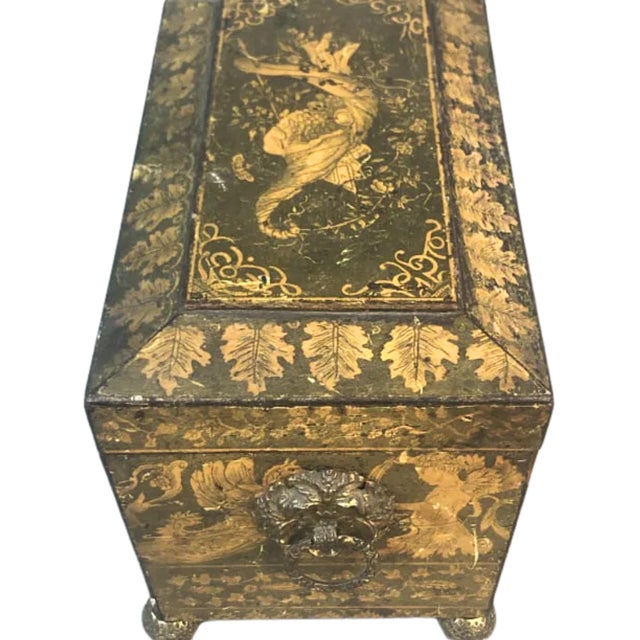 Traditional Early 19th Century Regency Pen Work Tea Caddy For Sale - Image 3 of 6