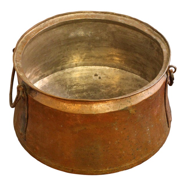 Mid-Late 19th Century French Copper & Iron Cauldron Pot For Sale