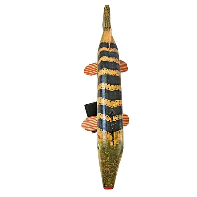 Wood Contemporary Folk Art Fish Decoys by Ronald Derrow Set of 2 For Sale - Image 7 of 18
