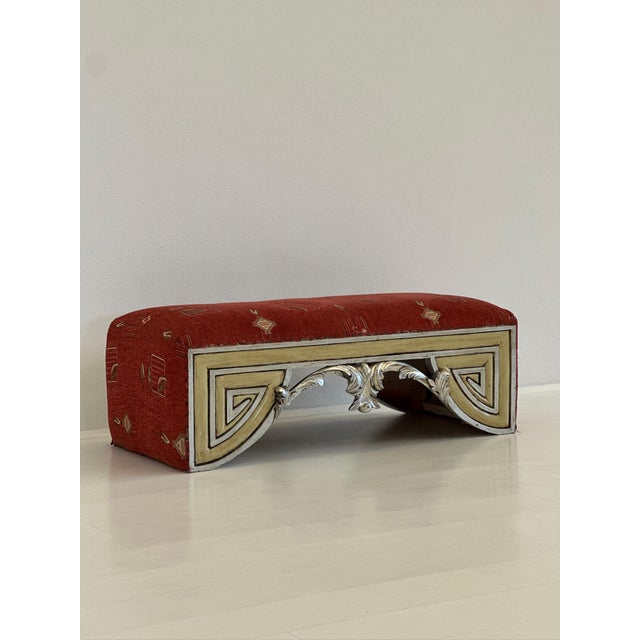 Eclectic Bench in Wood and Fabric, 1980s For Sale - Image 10 of 10