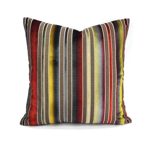 Red S. Harris Siri Stripe in Sanguine Pillow Cover For Sale - Image 8 of 8