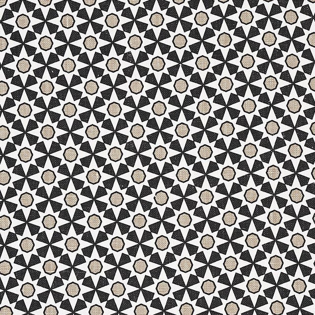 Schumacher Serendipity Fabric in Black & Taupe For Sale