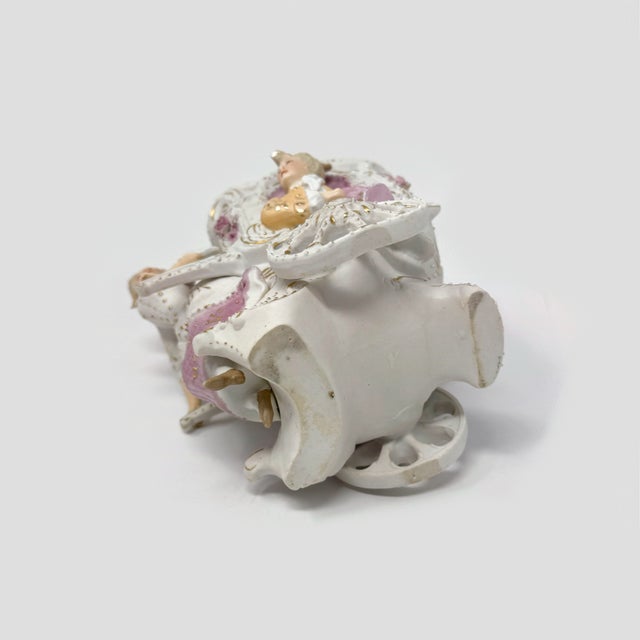 Antique German Bisque Porcelain Figural Carriage Chariot Vase Planter Gold Gilt For Sale In Houston - Image 6 of 7