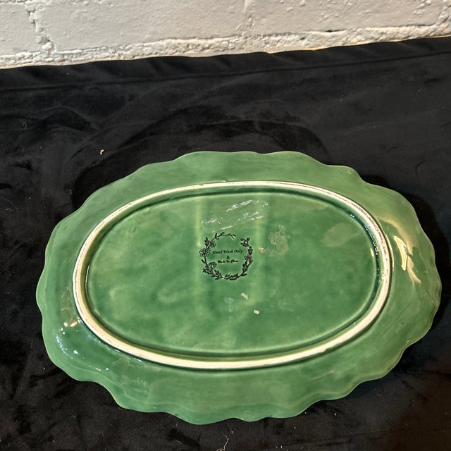 Avocado 1980s Majolica Rabbit on Cabbage Leaf Dish For Sale - Image 8 of 8