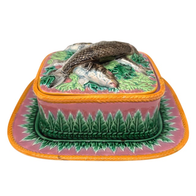 George Jones George Jones Majolica Sardine Box on Pink Ground, English, English, Ca. 1870 For Sale - Image 4 of 18