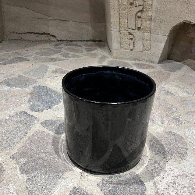 AMBIANIC presents Architectural Black Planter Art Pottery style of Gainey La Verne CA 11.75 h x 12.75 diameter Original...