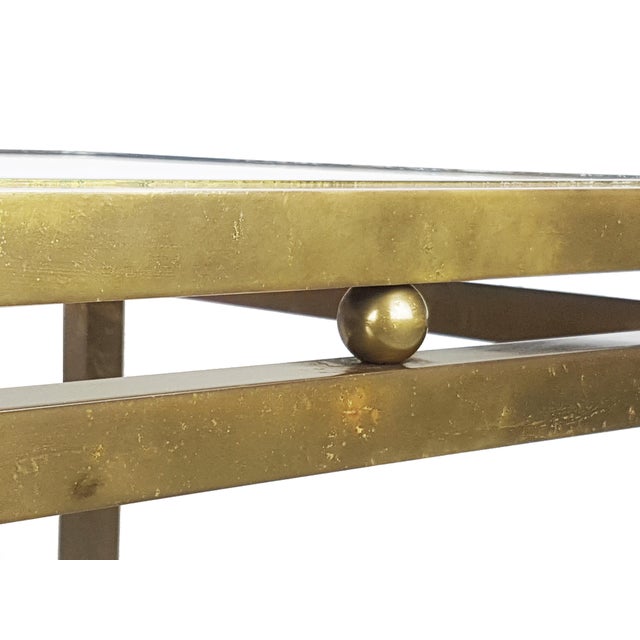 Italian Coffee Table in White Marble and Brass, 1970s For Sale - Image 6 of 10