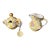 1990s MacKenzie-Childs Aurora Yellow Check Enamel Creamer & Lidded Sugar Bowl Set W/ Spoon – 1990s For Sale