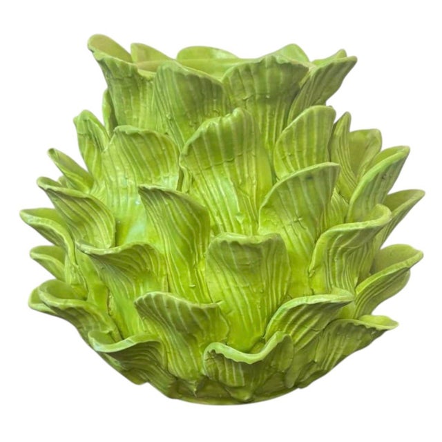 Bring a touch of vibrant, botanical elegance to your interior with this exquisite vintage Italian ceramic vase. Crafted in...