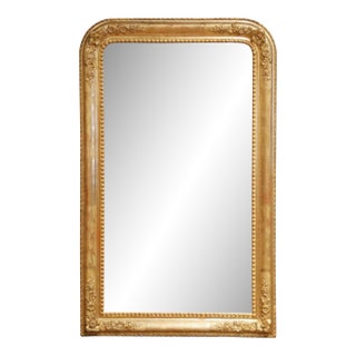 19th Century French Louis Philippe Carved Giltwood Mirror With Floral Motifs For Sale