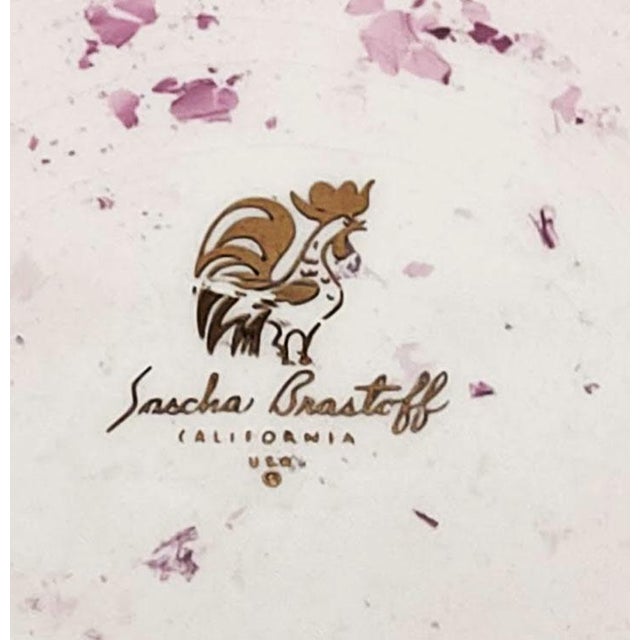 Mid-Century Modern Mid Century Sascha Brastoff Surf Ballet Dinner Plate - Pink & Gold For Sale - Image 3 of 4