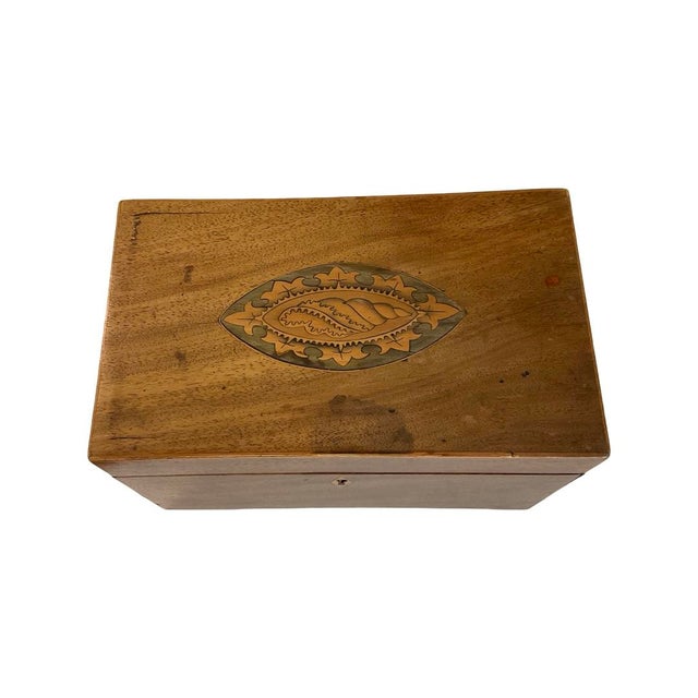 English Late 19th Century Tea Caddy With Inlay Shell For Sale - Image 3 of 9