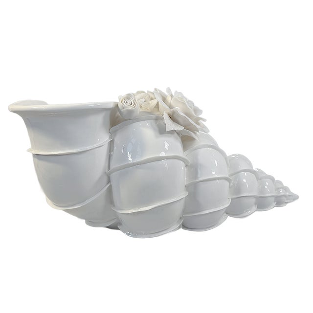 1980s 1980's Castilian Imports Large White Porcelain Shell Planter / Figural For Sale - Image 5 of 7