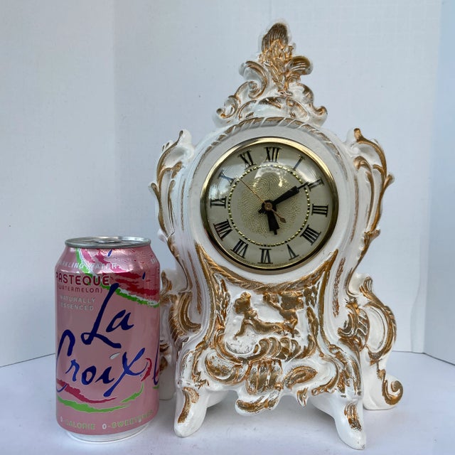 White 1950’s Lanshire Mantle Clock For Sale - Image 8 of 12