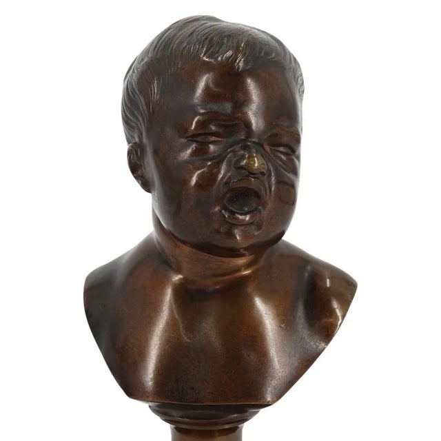 19th Century French Infant Bronze Busts After Jean Antoine Houdon - A Pair For Sale - Image 4 of 7