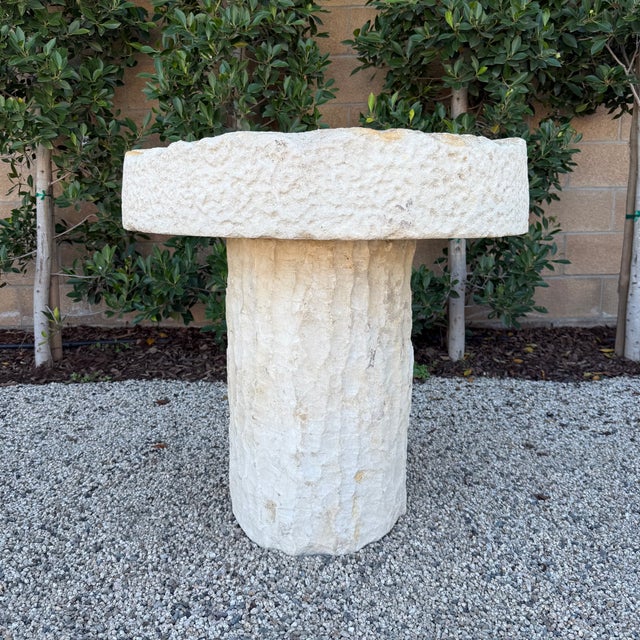 Modern Late 20th Century Limestone Outdoor Table or Pedestal 31" For Sale - Image 3 of 14
