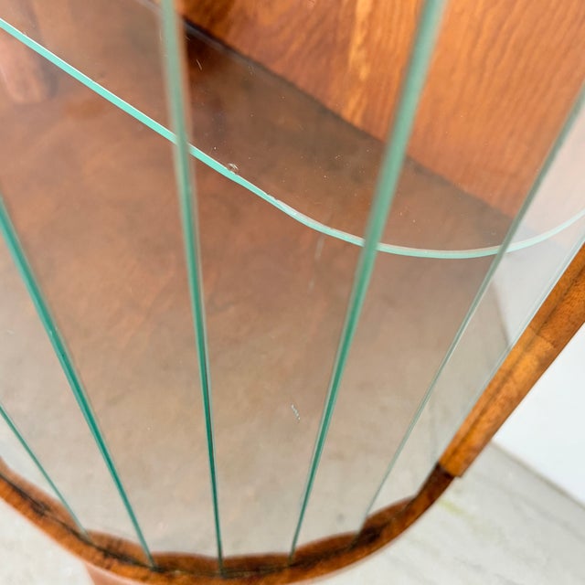 Vintage Art Deco Style Walnut Veneer Display Cabinet with Glass Slats, 1950s For Sale - Image 13 of 15