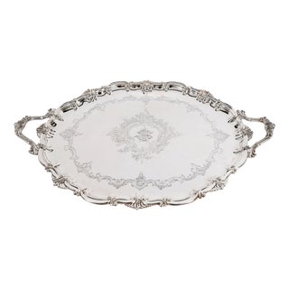 Antique Victorian Oval Silver Plated Tray by Thomas Bradbury & Sons, 19th Century For Sale